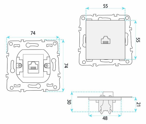 Priză RJ45 cu Ramă OSTE JNH010-S WHITE