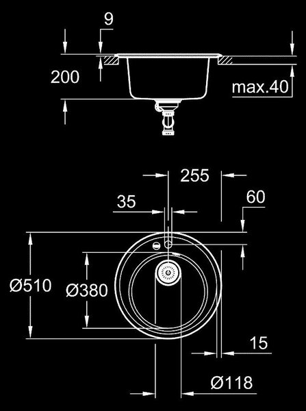 Grohe K200 chiuvetă din granit 51x51 cm negru 31656AP0
