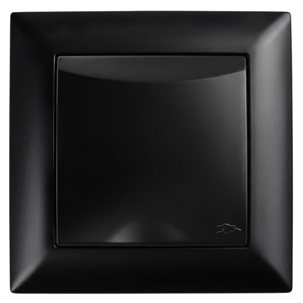 Priză simplă cu împământare și clapetă cu ramă OSTE JNH005-G Black
