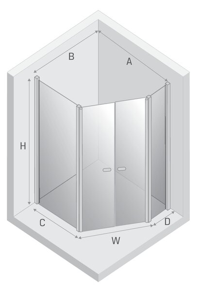 New Trendy New Soleo cabină de duș 100x80 cm crom luciu/sticlă transparentă K-0611