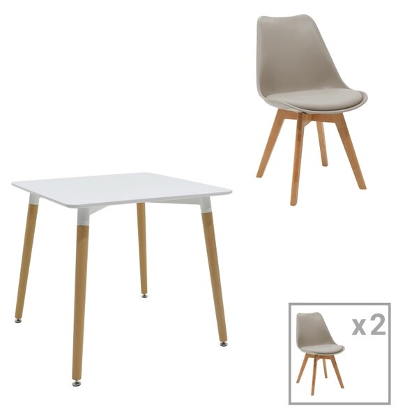 Set masa si scaune 3 buc Natali-Gaston Pako World Alb 80x80x76 cm