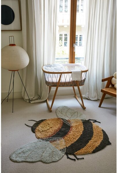 Covor pentru copii galben lavabil/țesut manual din bumbac 115x150 cm Bee – Lorena Canals
