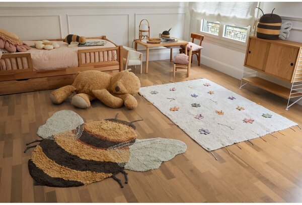 Covor pentru copii galben lavabil/țesut manual din bumbac 115x150 cm Bee – Lorena Canals