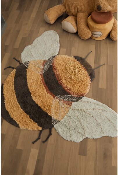 Covor pentru copii galben lavabil/țesut manual din bumbac 115x150 cm Bee – Lorena Canals