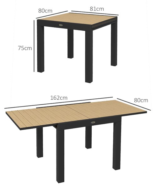 Outsunny Masă extensibilă pentru terasă, cu 4-6 locuri, 81-162 cm | Aosom Romania