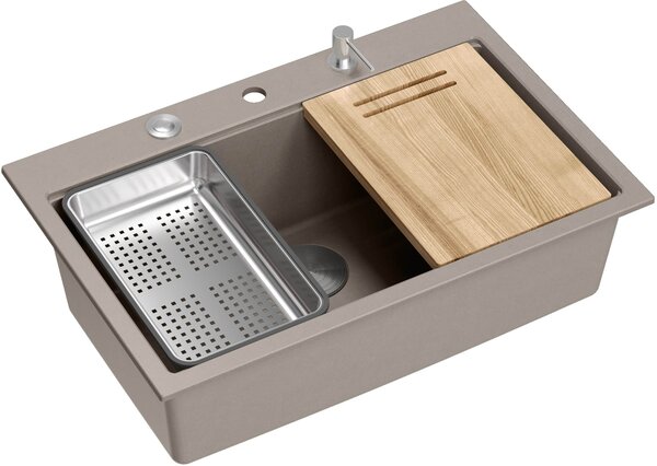 Quadron Marc chiuveta graniteq 76x50 cm gri/grafit/onix-bej HQM7650U4_BS