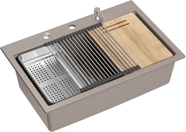 Quadron Marc chiuveta graniteq 76x50 cm gri/grafit/onix-bej HQM7650U4_BS
