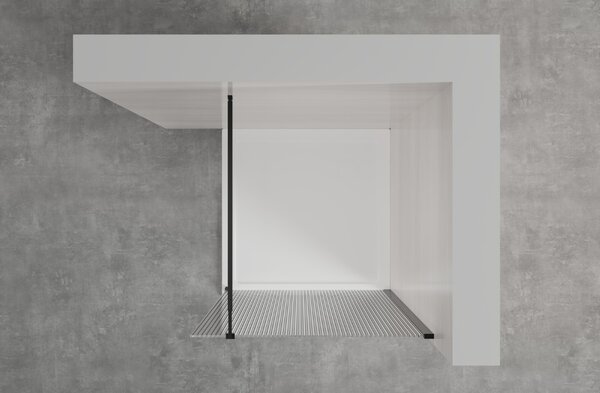Invena perete cabină de duș walk-in 80 cm negru semi lucios/sticlă cu model AK-32-185