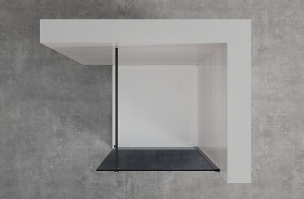 Invena perete cabină de duș walk-in 90 cm negru semi lucios/sticlă de grafit AK-32-193