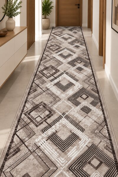 Traversa Model Print Zara 01454, Diverse Latimi, Beige 60 x 200, Dreptunghi