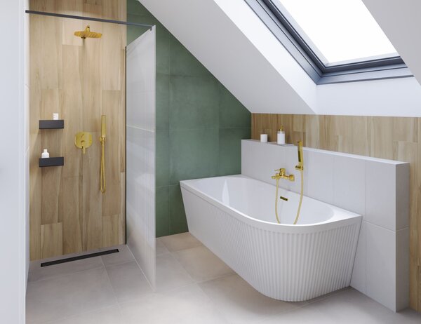 Invena perete cabină de duș walk-in 80 cm negru semi lucios/sticlă cu model AK-32-185