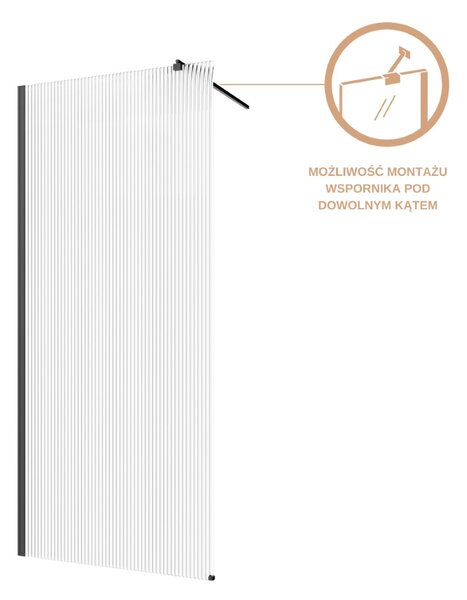 Invena perete cabină de duș walk-in 80 cm negru semi lucios/sticlă cu model AK-32-185
