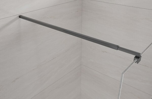 Invena perete cabină de duș walk-in 80 cm negru semi lucios/sticla transparentă AK-32-181
