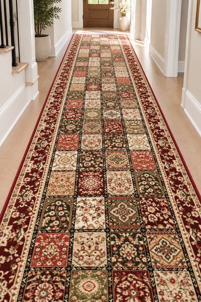 Model Timbre 1518 120, Traversa Hol Festonata, Latime 60 cm, Rosu Rosu, Dreptunghi, 60 x 700