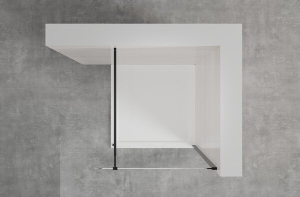 Invena perete cabină de duș walk-in 80 cm negru semi lucios/sticla transparentă AK-32-181