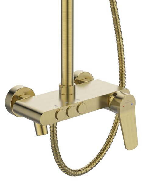 Invena Alonia set de duș perete cu duș de ploaie auriu AU-70-D09