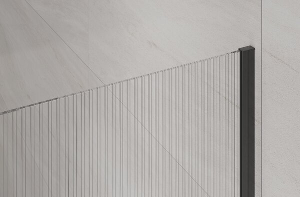 Invena perete cabină de duș walk-in 80 cm negru semi lucios/sticlă cu model AK-32-185