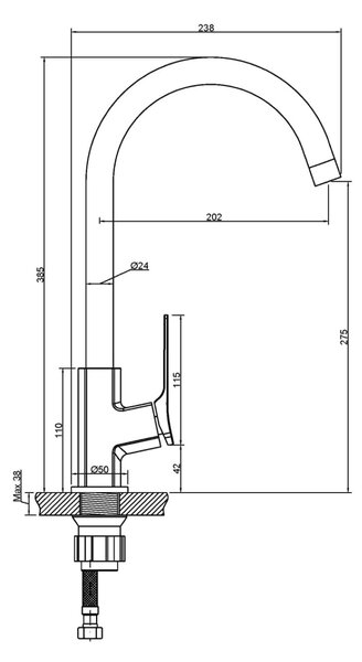 Invena Neri Plus baterie bucătărie pe picior alamă BZ-P1-014