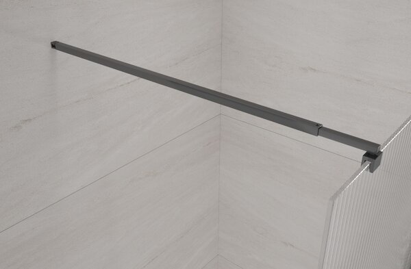 Invena perete cabină de duș walk-in 80 cm negru semi lucios/sticlă cu model AK-32-185