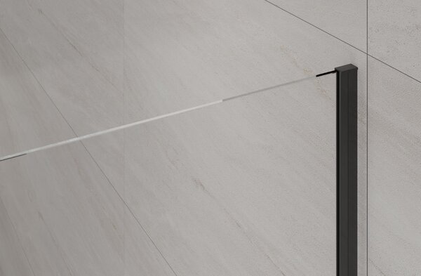 Invena perete cabină de duș walk-in 80 cm negru semi lucios/sticla transparentă AK-32-181