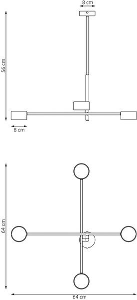 Emibig Natsu lampă de tavan 4x12 W negru 1444/4