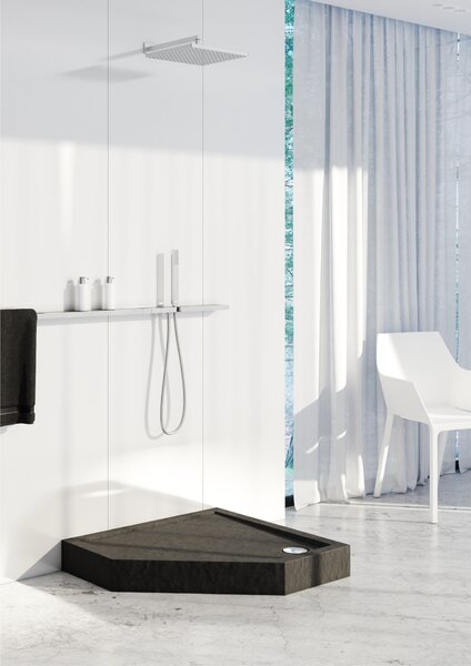 Schedline Cameron Black Stone cădiță de duș pentagonală 90x90 cm negru 3ST.C1PK-9090/C/ST
