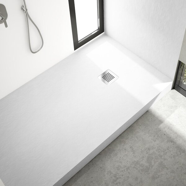 Schedpol New Horizons White Stone cădiță de duș dreptunghiulară + capac mascare 90x80 cm alb 3.3355/B/ST-M2