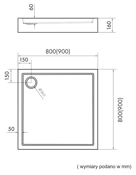 Schedline Favory Plus cădiță de duș pătrată 90x90 cm alb 3ST.F1K-9090