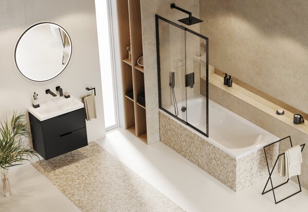 Excellent Corido oglindă 60x80 cm dreptunghiular cu iluminare cu covoraș de încălzire negru DOEX.CO080.060.BL