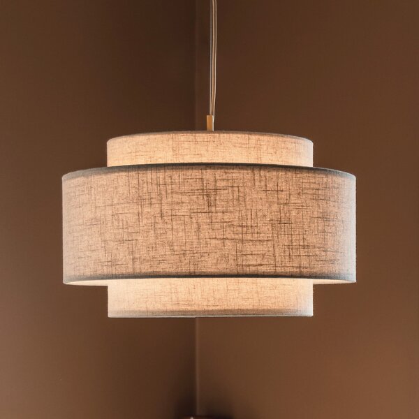 Globen Lighting Lampă suspendată Noah Bouclé, Ø 50 cm, bej, reglabil, Bej, Camera de zi / sufragerie, Țesătură / Textil, Scandinavă