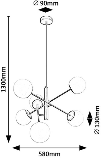 Rabalux Meduza lampă de tavan 6x20 W alb-negru 72194