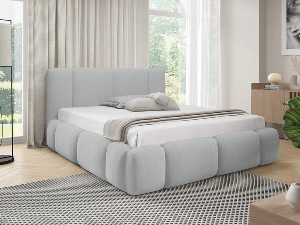Pat Baltimore 211Dublu, Gri deschis, 160x200, Tapiterie, Somiera patSomiera pat, 19x23x10cm