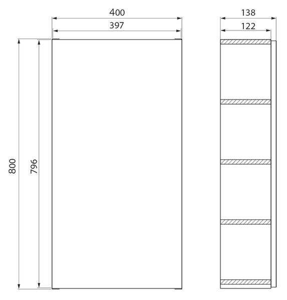 Cersanit City dulap 40x13.8x80 cm laterala pe perete stejar S584-111