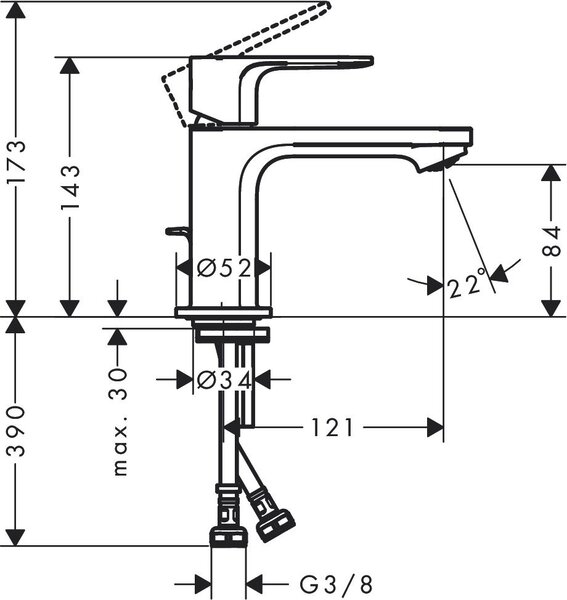Hansgrohe Rebris S baterie lavoar stativ negru 72586670