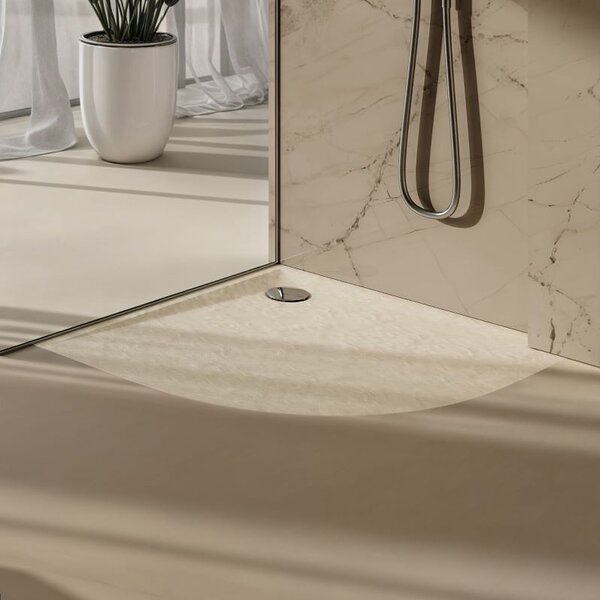 Schedline Libra Cashmere Stone cădiță de duș semirotundă 80x80 cm bej 3SP.L1O-8080/PK/ST
