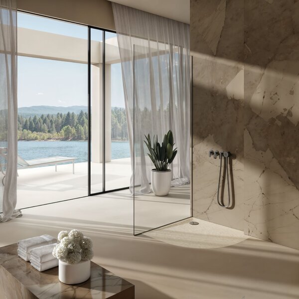 Schedline Libra Cashmere Stone cădiță de duș semirotundă 80x80 cm bej 3SP.L1O-8080/PK/ST