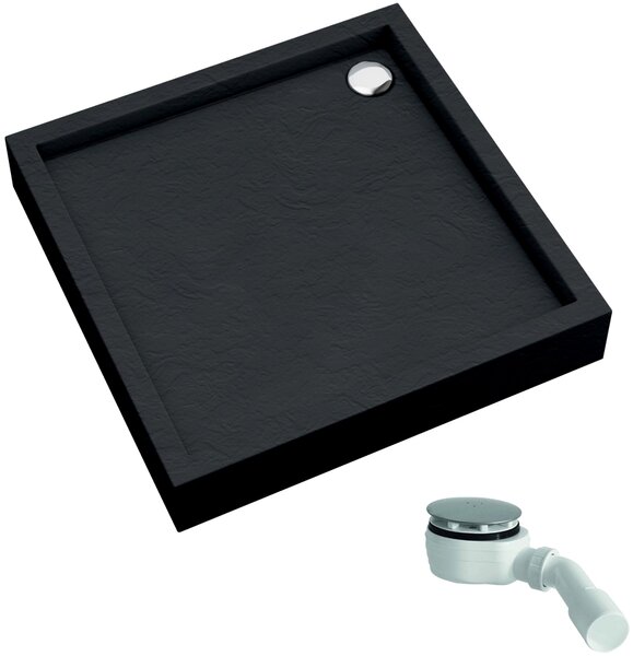 Schedline Favory Plus Black Stone cădiță de duș pătrată cu sifon 90x90 cm negru 3ST.F1K-9090/C/ST