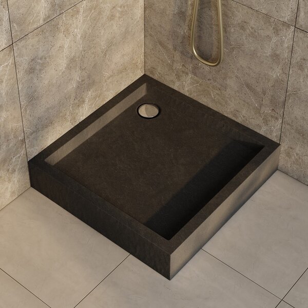 Schedline Favory Plus Black Stone cădiță de duș pătrată cu sifon 90x90 cm negru 3ST.F1K-9090/C/ST