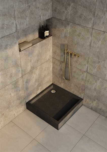 Schedline Favory Plus Black Stone cădiță de duș pătrată cu sifon 90x90 cm negru 3ST.F1K-9090/C/ST
