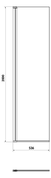 Cersanit Mille perete cabină de duș walk-in 50 cm negru mat/sticla transparentă S161-012