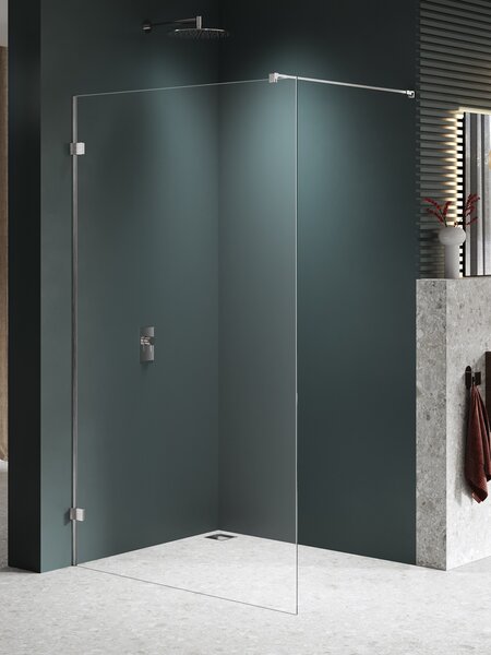 New Trendy Avexa Nickel Brushed perete cabină de duș walk-in 110 cm nichel periat/sticla transparentă EXK-8640