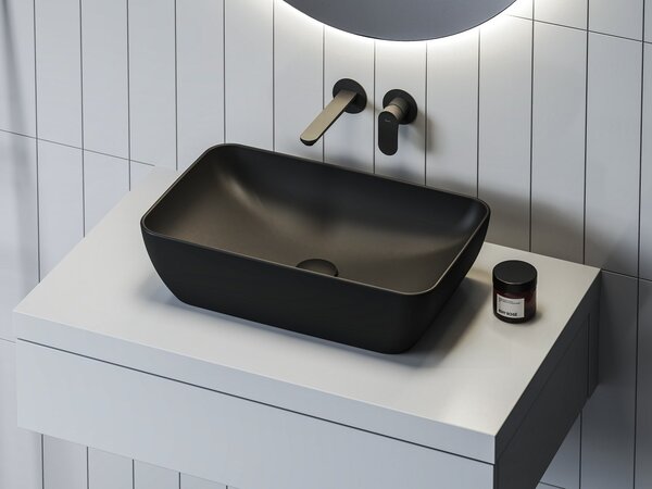 Ravak Uni Slim lavoar 50x31 cm dreptunghiular de blat negru mat XJX0D150000