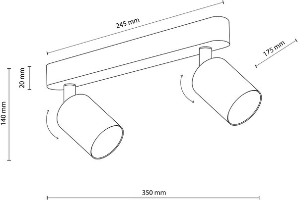 TK Lighting Livia lampă de tavan 2x10 W mentă 10235