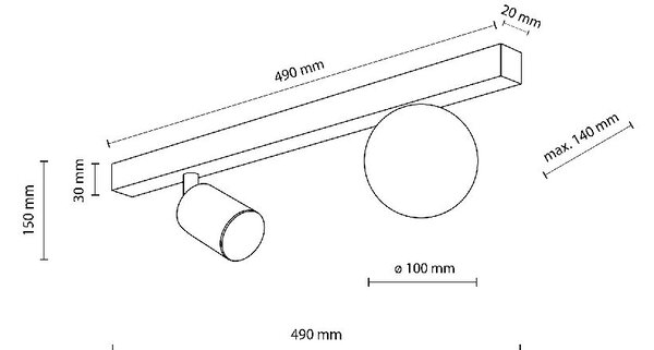TK Lighting Vox lampă de tavan 2x10 W negru 10000