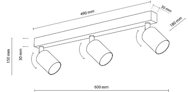 TK Lighting Top lampă de tavan 3x10 W maro 6181