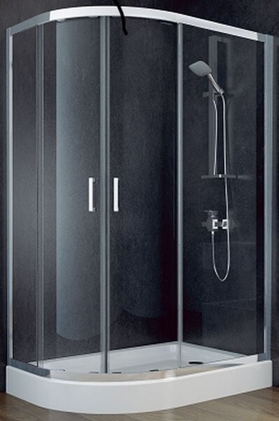 Besco Modern cabină de duș 100x80 cm semicircular crom luciu/sticlă grafit MA-108-190-G