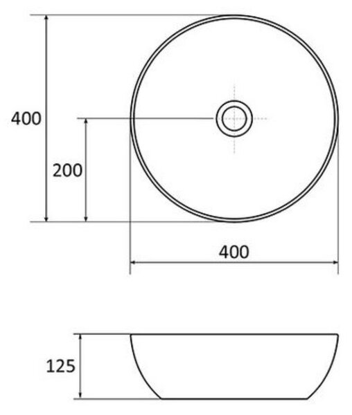 Ravak Uni Slim lavoar 40x40 cm rotund de blat negru mat XJX0D140000