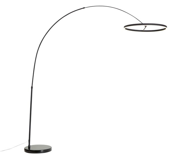 Lampă de podea arcuită de design neagră, cu LED, cu dimmer în 3 trepte - Anello