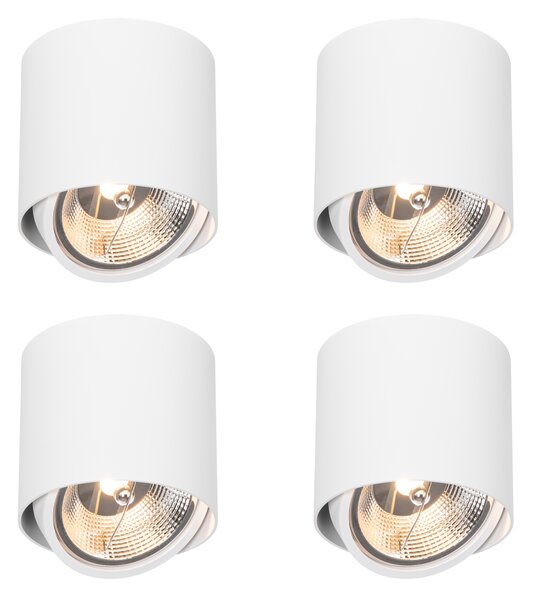 Set de 4 spoturi de design montate la suprafață alb GU10 111mm - Impact