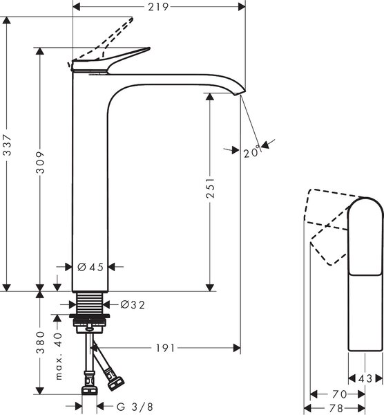 Hansgrohe Vivenis baterie lavoar stativ || 75045140